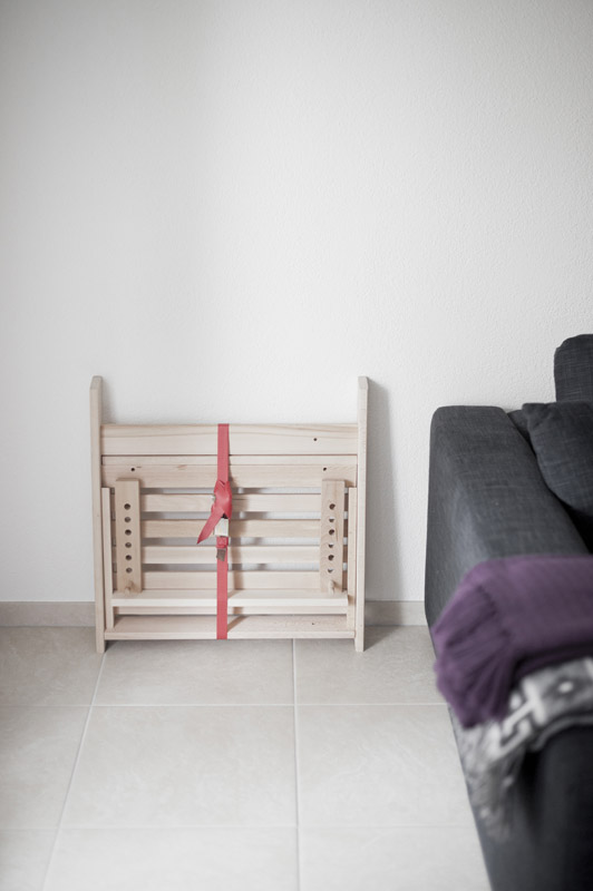 side table made of an IKEA Finnvard trestle